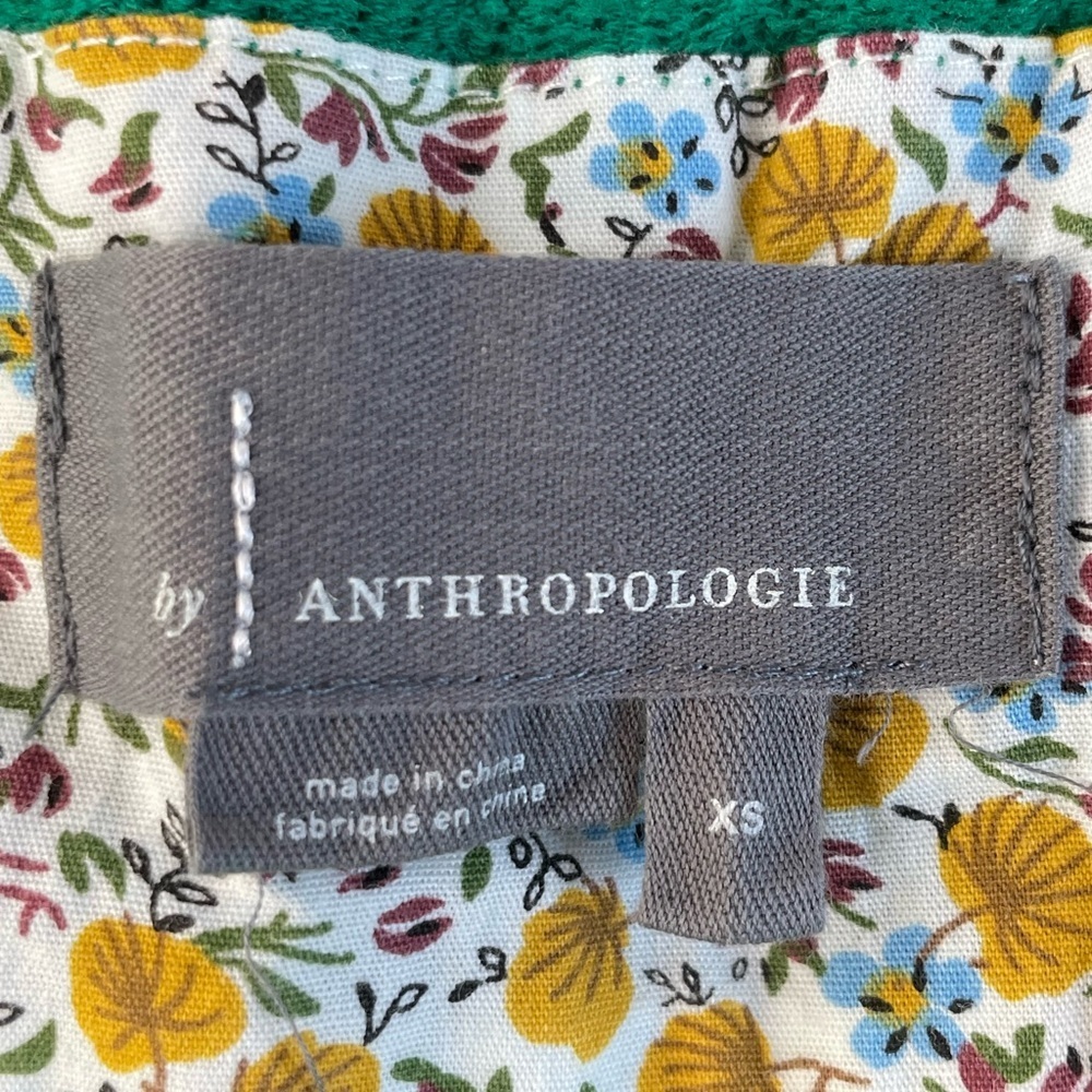 Anthropologie Off Shoulder Ruffle Green Top Sz XS - Picture 9 of 11